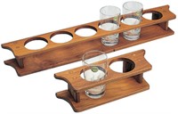 Glashållare i teak för 2 glas. 28x9x9 cm