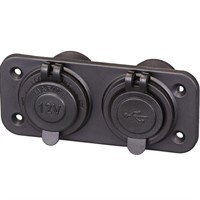 Panel 12 V med dubbel usb(1 och 2,1amp) och cigarettkontakt IP65
