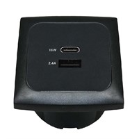 Strömuttag f inbyggn 12/24v USB, USB-C