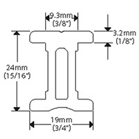 Ronstan 19 mm i-skena, 3,0 m