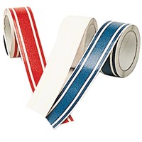 Dekortejp 50mm 10m röd 3-randig